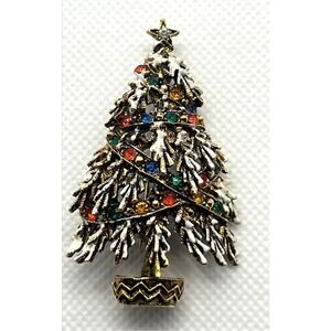 Vintage Art C Christmas Tree Brooch